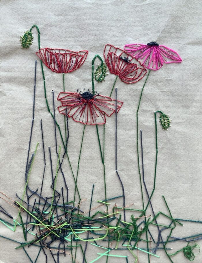 Series Flowers, embroidered on paper