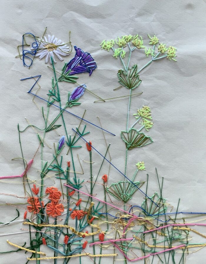 Series Flowers, embroidered on paper