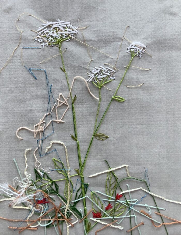 Series Flowers, embroidered on paper