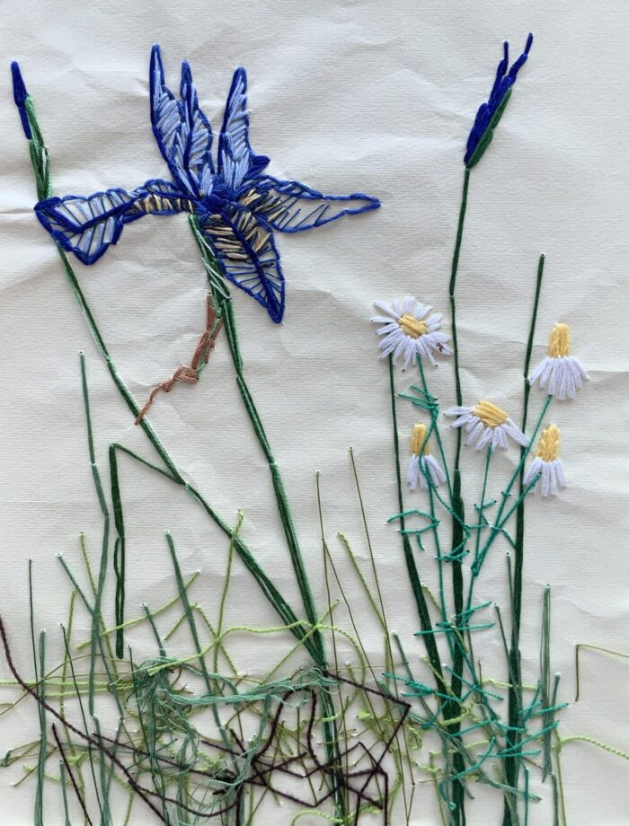 Series Flowers, embroidered on paper